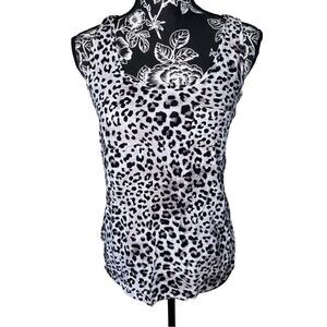Faded Glory Leopard Print Tank Top Cheetah Wide Strap Beach Coastal Summer